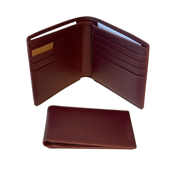 Burberry Ronan Oxblood Leather Logo Bifold Wallet with removable ID wallet - Picture 6 of 15